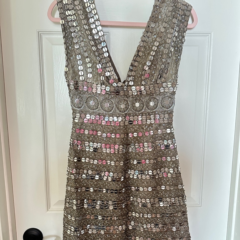 Scala Sequin Mini Dress - Silver and Pink
